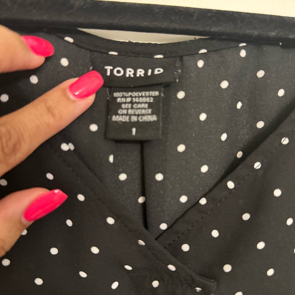 Torrid Black and White Polka Dot Blouse